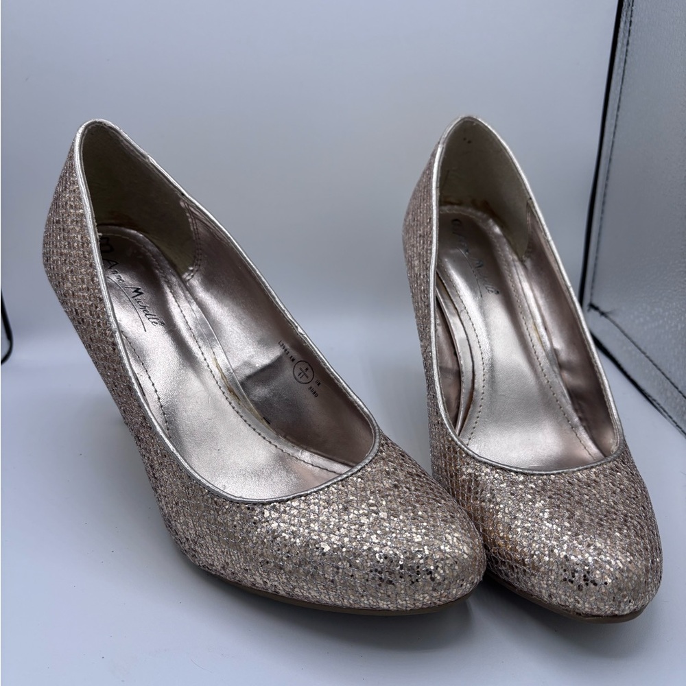 Anne Michelle Gold Wedge Shoes